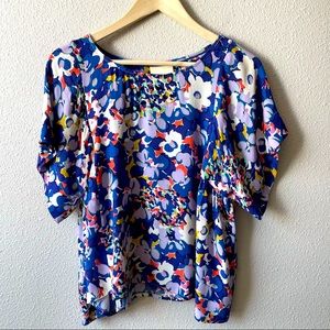Maeve Anthropology Floral Short Sleeve Blouse Sm